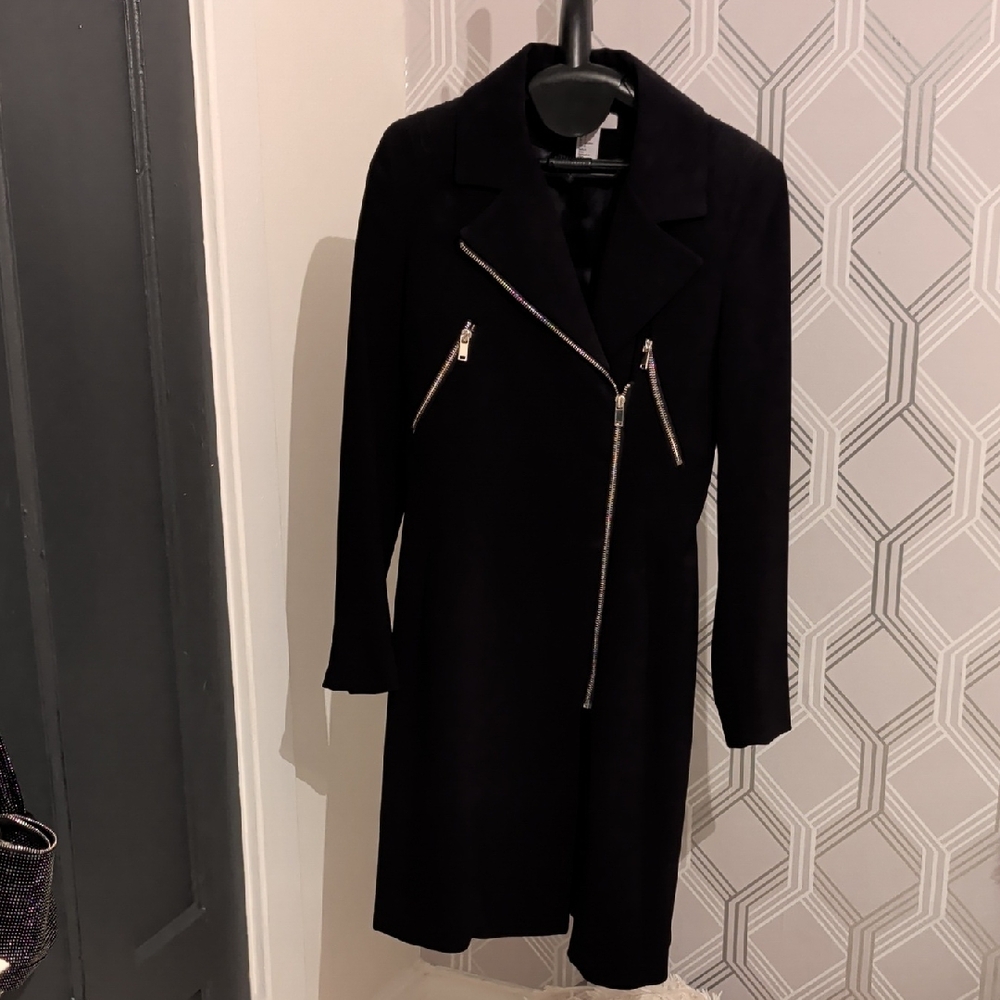H&M Black Coat with Silver Zippers